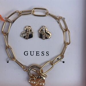 Guess Gold Heart Jewelry Set